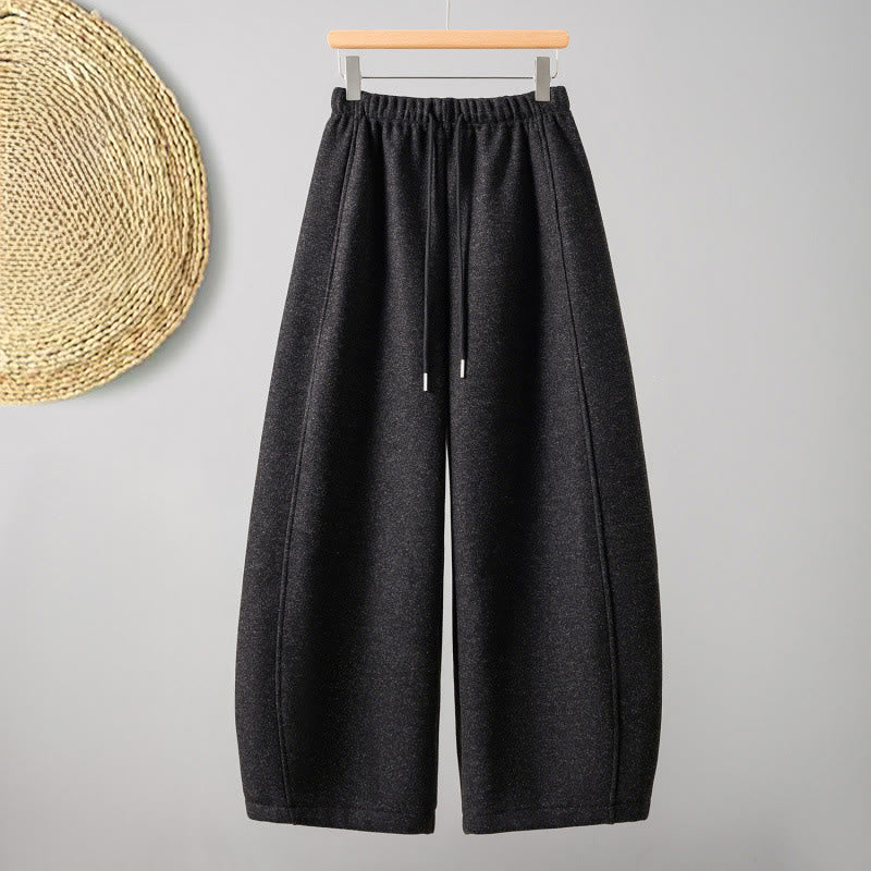 Buddha Stones Plain Cotton Lace-Up Design Thick Women's Pants With Pockets - Black - US8-10,UK/AU12-14,EU40-42 (2XL) - image 0