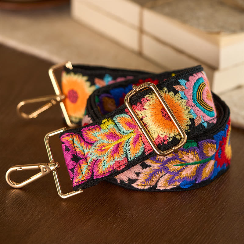 Buddha Stones Multicolor Sunflower Embroidery Adjustable Handbags Crossbody Shoulder Bag Straps - image 4