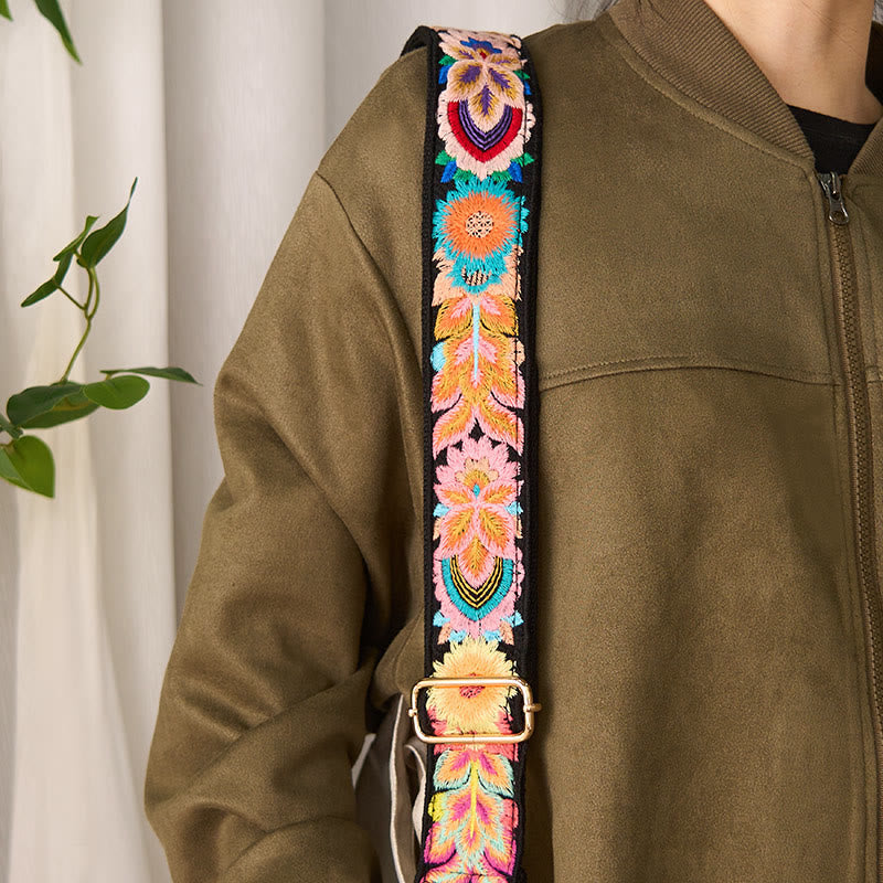 Buddha Stones Multicolor Sunflower Embroidery Adjustable Handbags Crossbody Shoulder Bag Straps - image 8
