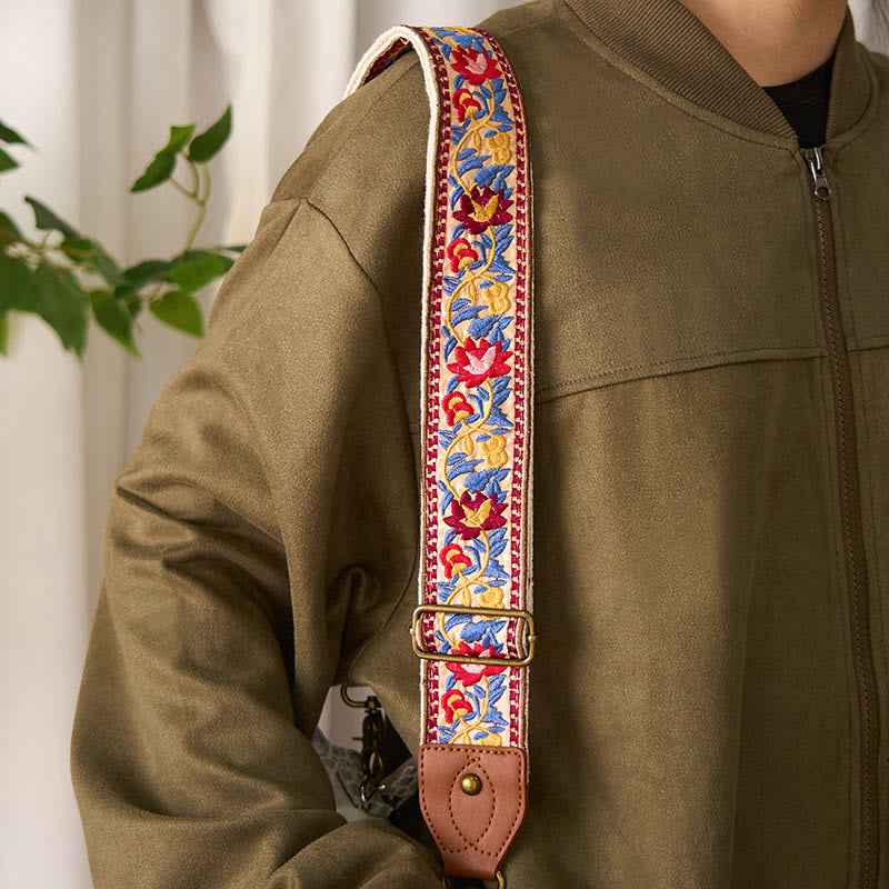 Buddha Stones Bohemian Flower Vine Geometric Embroidery Adjustable Handbags Crossbody Shoulder Bag Purse Straps Replacement - image 13