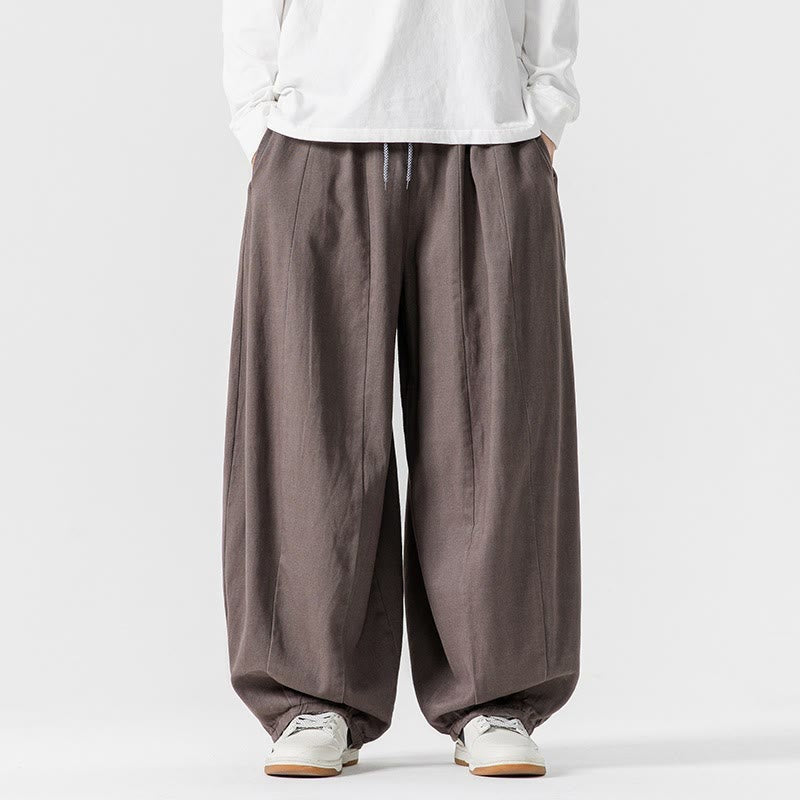 Buddha Stones Fall Solid Color Cotton Elastic Waist Men's Harem Pants With Pockets - DarkGray - US/UK/AU46,EU56 (5XL) - image 17