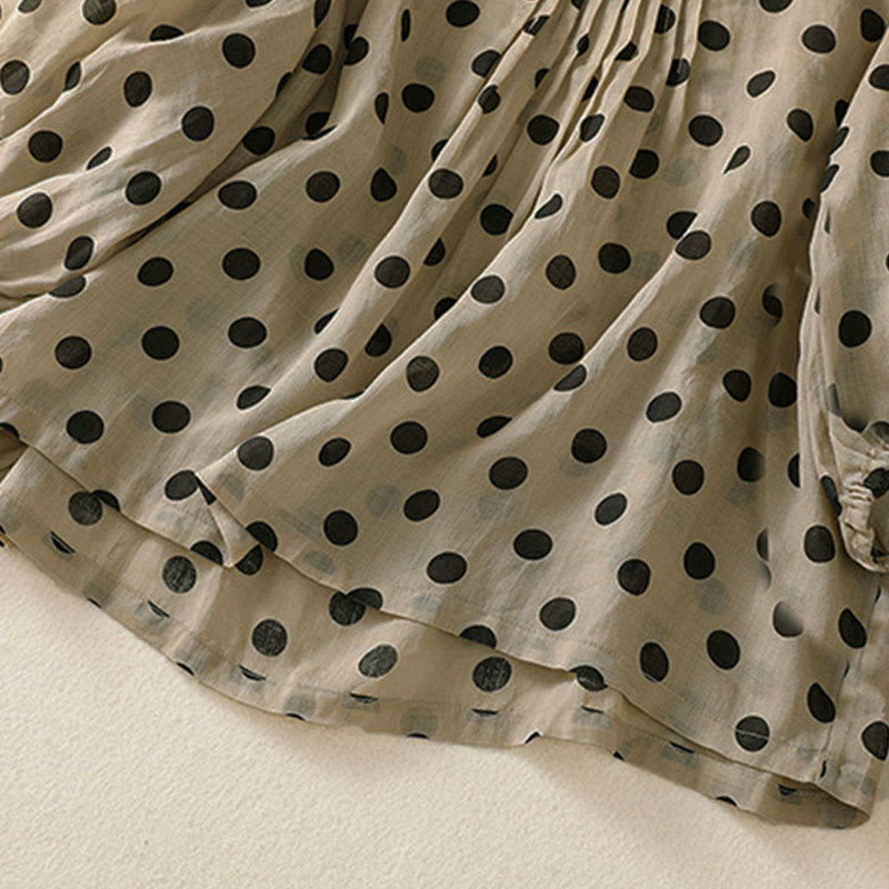 Buddha Stones Fall Round Neck Polka Dots Long Sleeve Women's Polyester Shirt - image 23