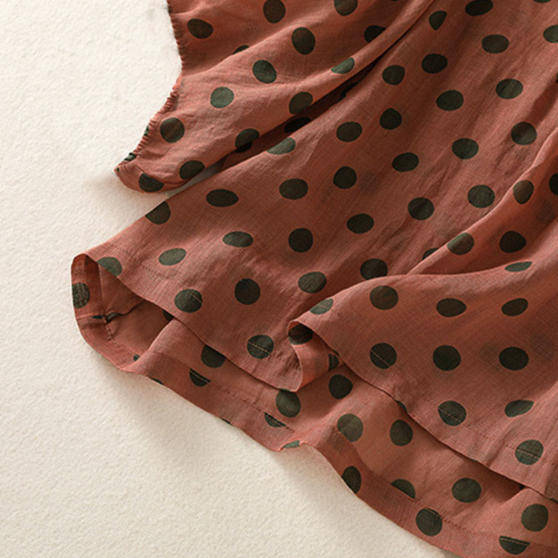Buddha Stones Fall Round Neck Polka Dots Long Sleeve Women's Polyester Shirt - image 5