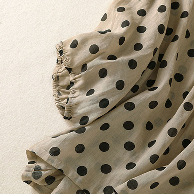 Buddha Stones Fall Round Neck Polka Dots Long Sleeve Women's Polyester Shirt - image 22