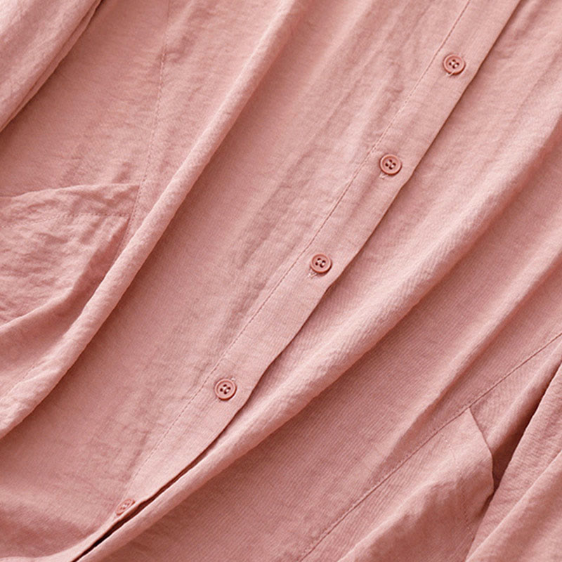 Buddha Stones Spring Fall Stand Collar Plain Long Sleeve Women's Cotton Polyester Shirt - image 21