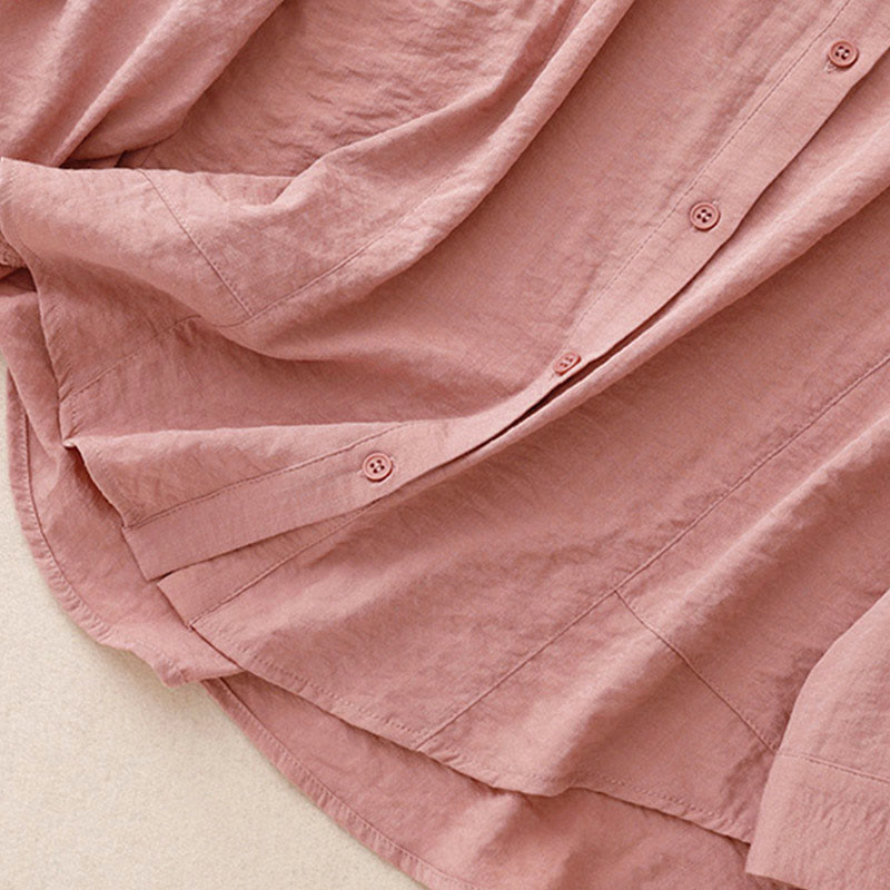 Buddha Stones Spring Fall Stand Collar Plain Long Sleeve Women's Cotton Polyester Shirt - image 22