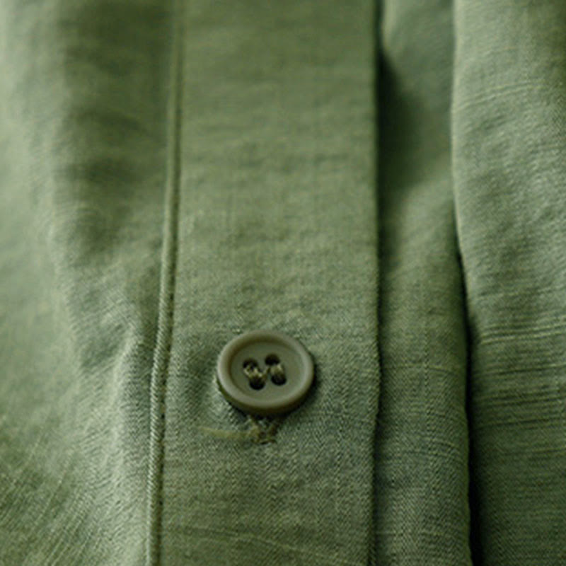 Buddha Stones Spring Fall Stand Collar Plain Long Sleeve Women's Cotton Polyester Shirt - image 8