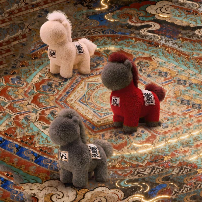 Buddha Stones Year Of The Horse Embroidered Saddle Pad Plush Doll Home Decoration - image 15