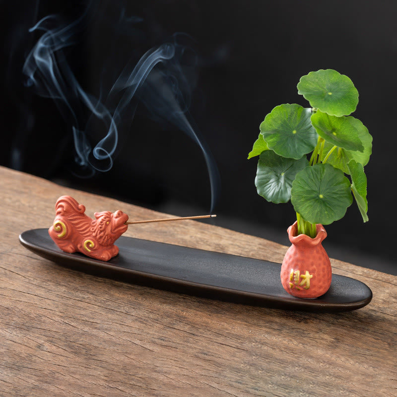 Buddha Stones Pixiu Wealth Home Decoration Incense Burner - Orange Pixiu(25.7*7.5*5.8 cm) - image 8