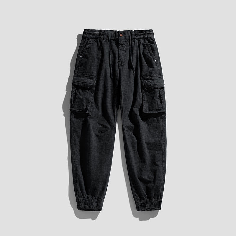 Buddha Stones Summer Cotton Elastic Cuffs Tapered Men's Pants With Pockets - Black - US/UK/AU48,EU58 (6XL) - image 11