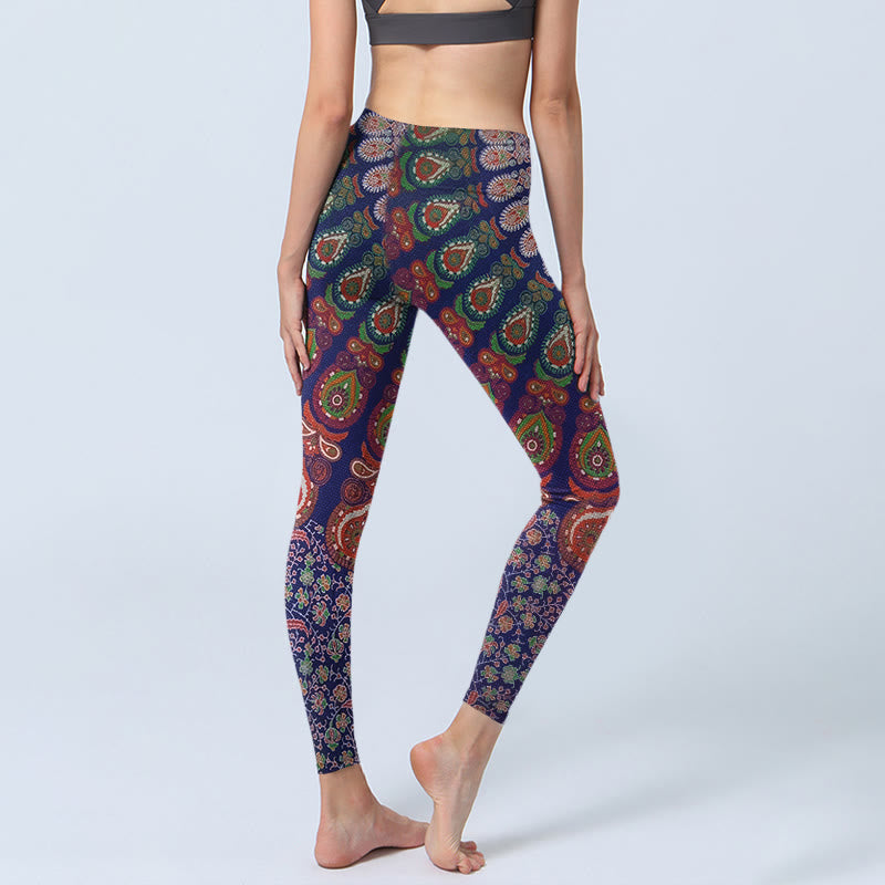 Buddha Stones Exquisite Flower Paisley Pattern Gym Leggings Women's Yoga Pants - image 4