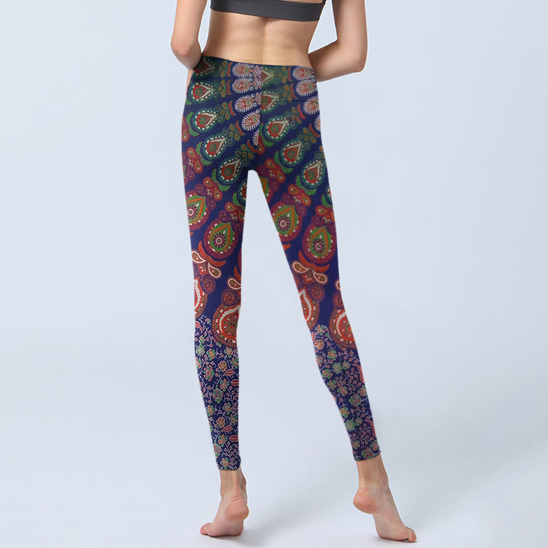 Buddha Stones Exquisite Flower Paisley Pattern Gym Leggings Women's Yoga Pants - image 6