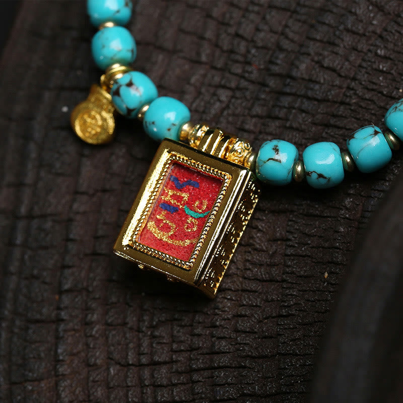 Buddha Stones Turquoise Fu Character Protection Bracelet - image 4