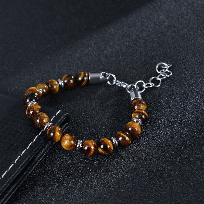Buddha Stones Tiger Eye Various Natural Stone Beads Protection Bracelet - image 1