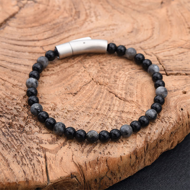 Buddha Stones Turquoise Black Glitter Stone Tiger Eye Positive Bracelet - Black Glitter Stone(Wrist Circumference:17-18cm) - image 4