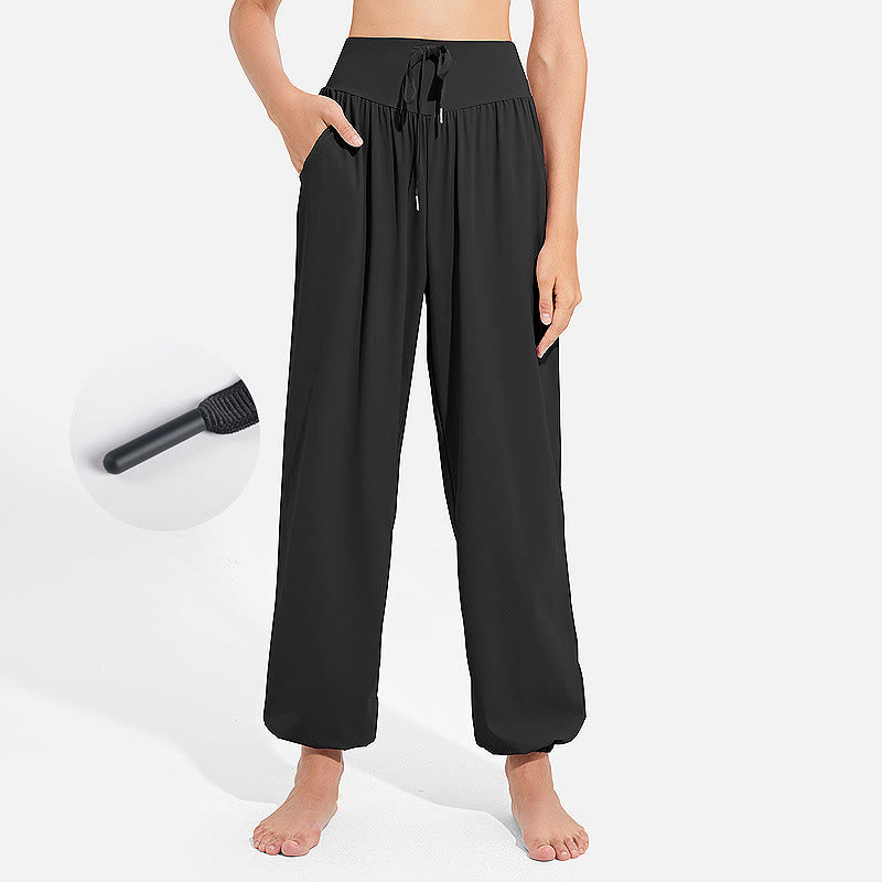 Buddha Stones Plain Drawstring Elastic Waist Design Women's Harem Pants Sports Yoga Sweatpants With Pockets - Black - US8-10,UK/AU12-14,EU40-42 (2XL) - image 4