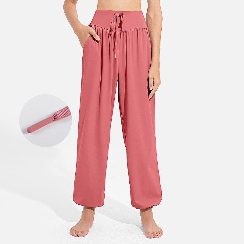 Buddha Stones Plain Drawstring Elastic Waist Design Women's Harem Pants Sports Yoga Sweatpants With Pockets - Salmon - US8-10,UK/AU12-14,EU40-42 (2XL) - image 25