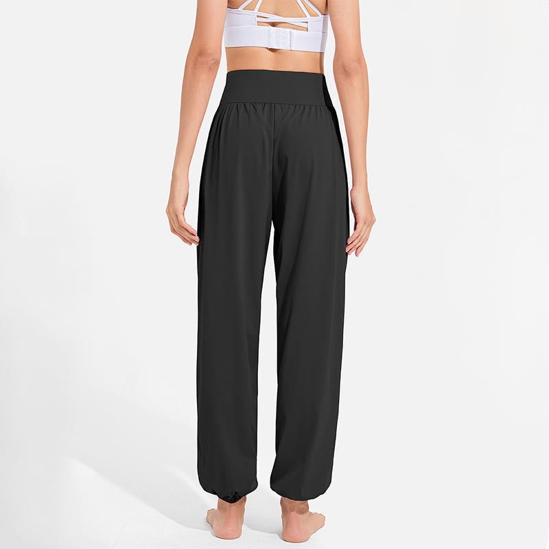 Buddha Stones Plain Drawstring Elastic Waist Design Women's Harem Pants Sports Yoga Sweatpants With Pockets - image 7