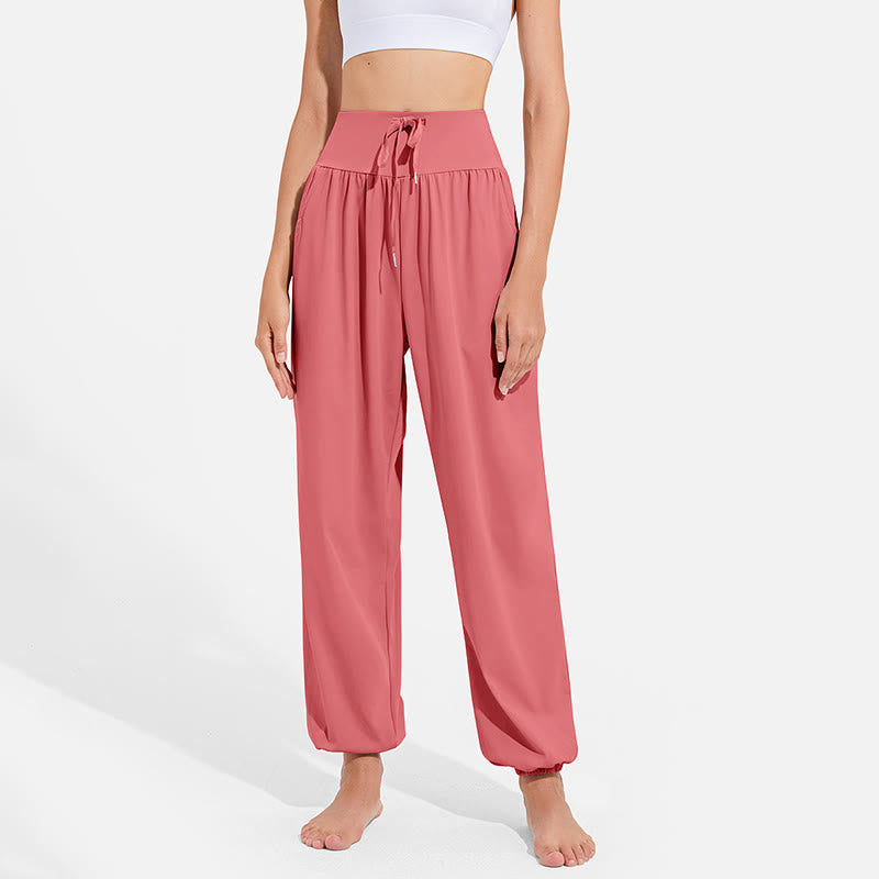 Buddha Stones Plain Drawstring Elastic Waist Design Women's Harem Pants Sports Yoga Sweatpants With Pockets - image 26