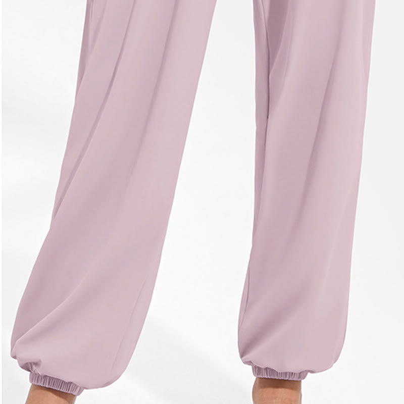 Buddha Stones Plain Drawstring Elastic Waist Design Women's Harem Pants Sports Yoga Sweatpants With Pockets - image 19