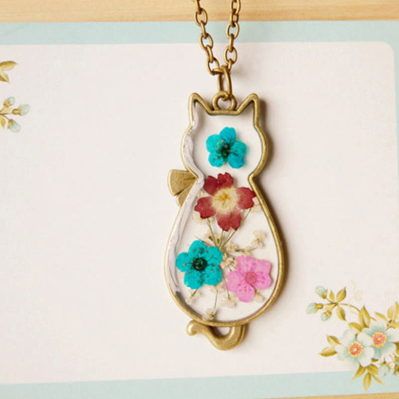 Buddha Stones Handcrafted Resin Dripping Cute Cat Copper Luck Healing Necklace Pendant - image 2