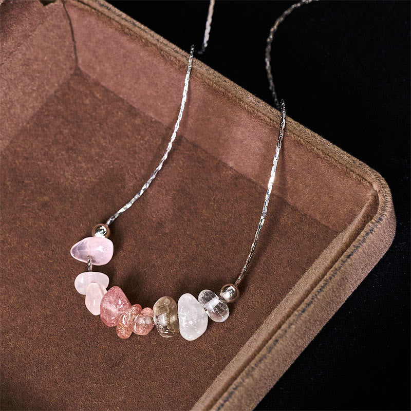 Buddha Stones Black Obsidian Smoky Quartz Garnet Aquamarine Strawberry Quartz Pink Crystal Strength Necklace Pendant - image 22
