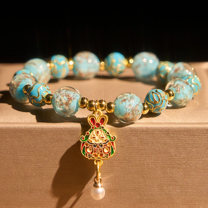 Buddha Stones Rabbit Liuli Glass Luck Bracelet - image 1