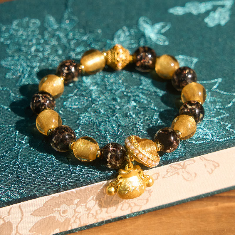 Buddha Stones Fu Character Liuli Glass Blessings Bracelet - image 2