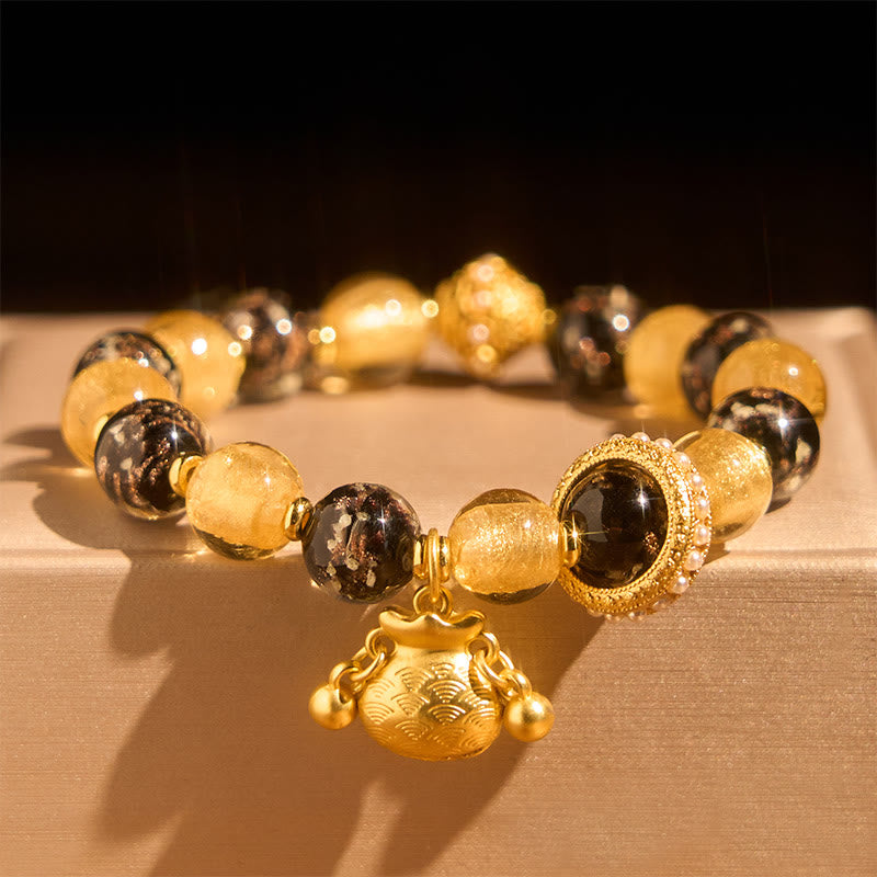 Buddha Stones Fu Character Liuli Glass Blessings Bracelet - image 1