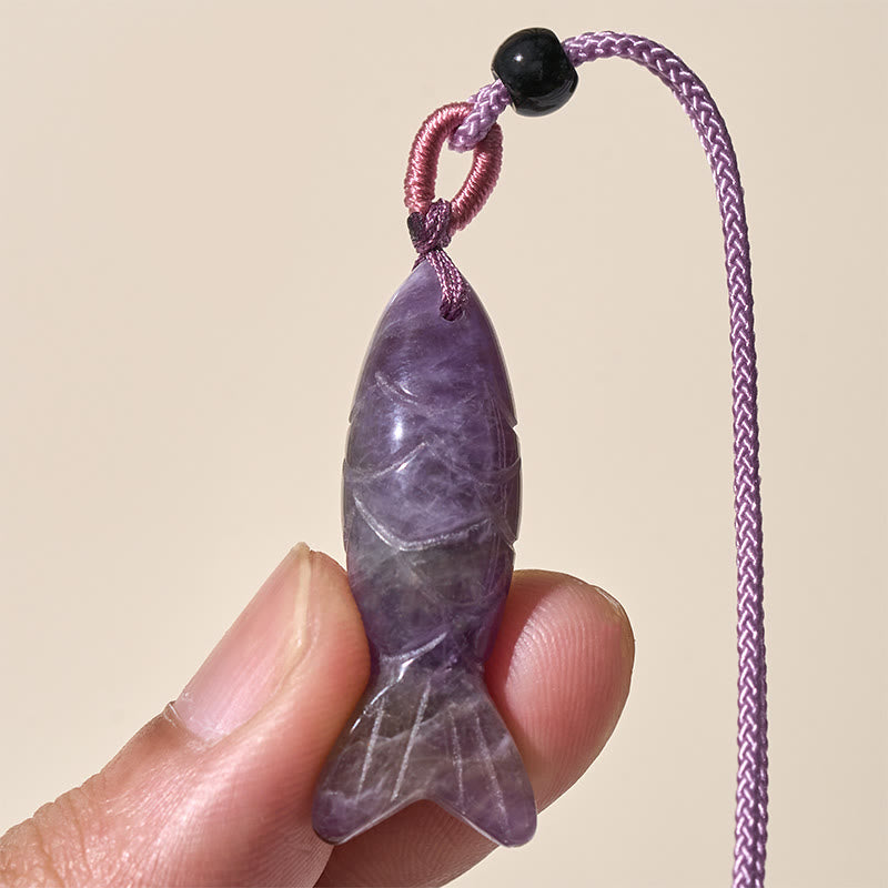 Buddha Stones Carving Koi Fish Pink Crystal Indian Agate Amethyst Warmth Prosperity Necklace Pendant - image 14