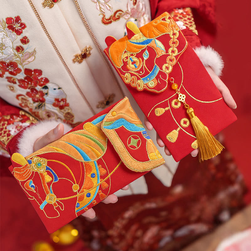 Buddha Stones Embroidery Year Of The Horse 2026 New Year Tassel Chinese Red Envelope - image 13