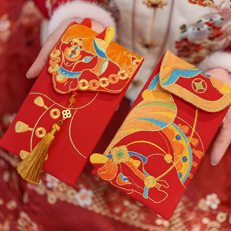 Buddha Stones Embroidery Year Of The Horse 2026 New Year Tassel Chinese Red Envelope - image 10