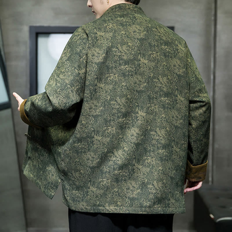 Buddha Stones Leaves Flower Frog-button Tang Suit Cotton Men's Jacket Shirt - image 8