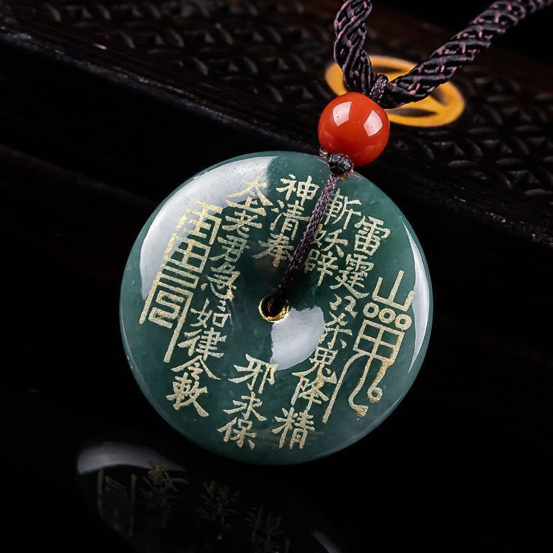 Buddha Stones Mountain Ghosts Spend Money Peace Buckle Jade Luck Necklace Pendant - image 2