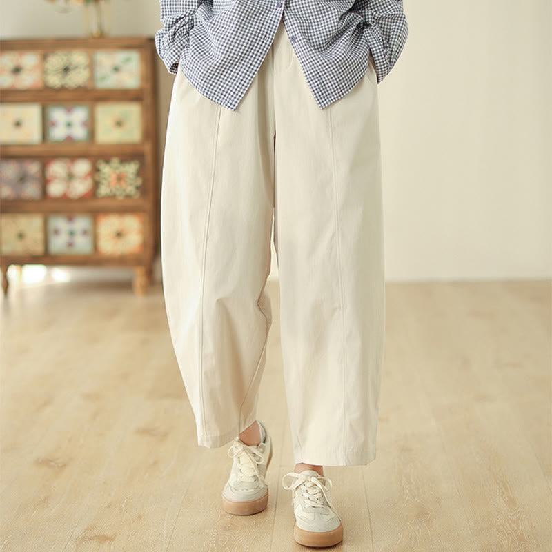 Buddha Stones Simple Lines Design Ankle-Length Women's Harem Pants With Pockets - Linen - US8-10,UK/AU12-14,EU40-42 (2XL) - image 0