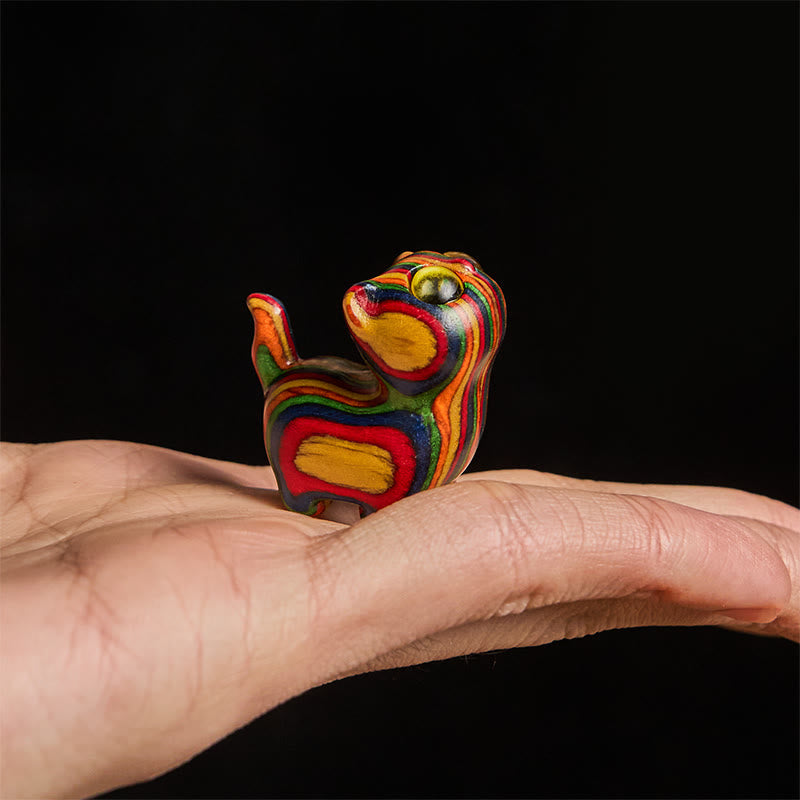 Buddha Stones Carved Cute Kitten Rainbow Eucalyptus Reduce Stress Decoration - image 11
