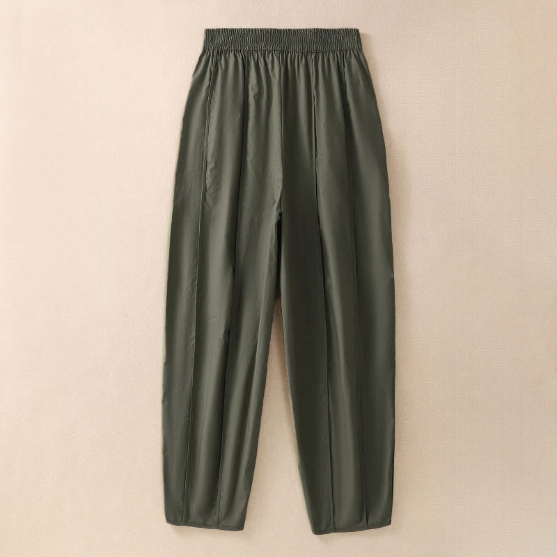Buddha Stones Summer Simple Pure Color High Waisted Pleated Women's Harem Pants With Pockets - DarkOliveGreen - US8-10,UK/AU12-14,EU40-42 (2XL) - image 1