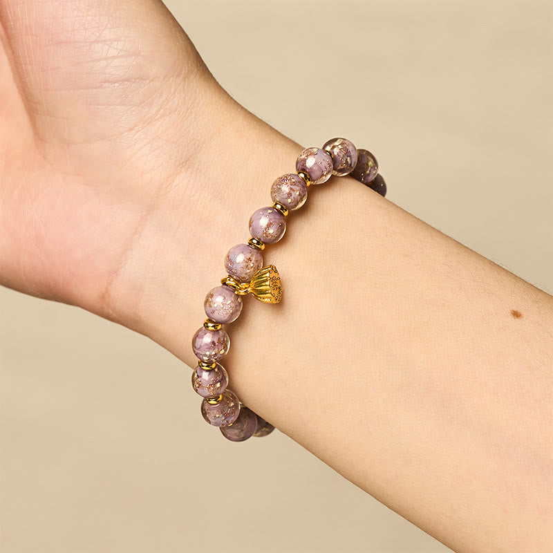 Buddha Stones Purple Liuli Glass Luck Bracelet - image 4