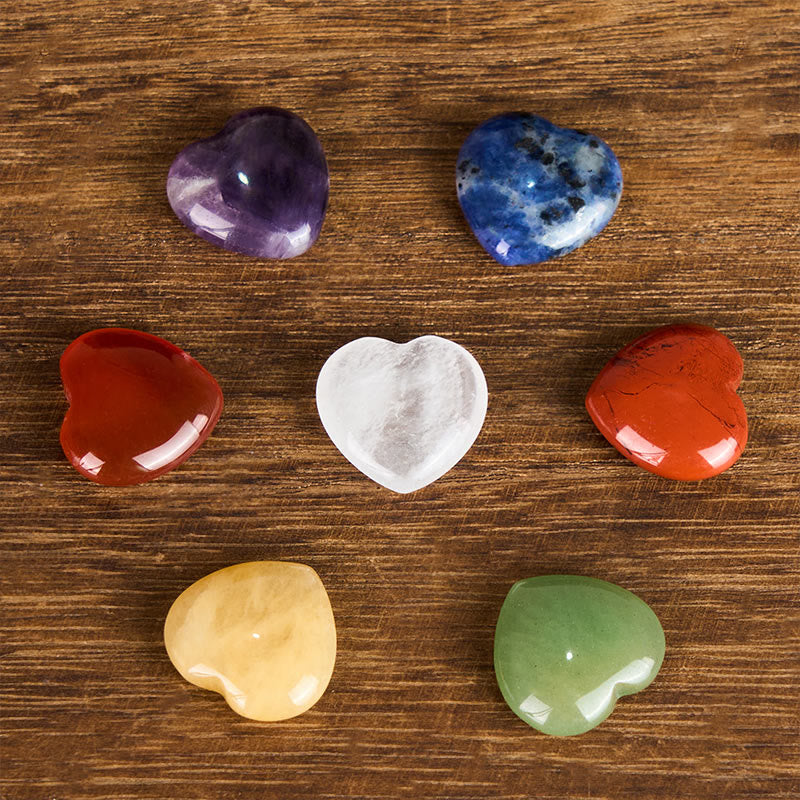 Buddha Stones "May Love Surround You" Natural 6Pcs Small Amethyst Red Jasper Red Agate Topaz Green Aventurine Love Stone Decoration Includes Gift Message Card - image 1