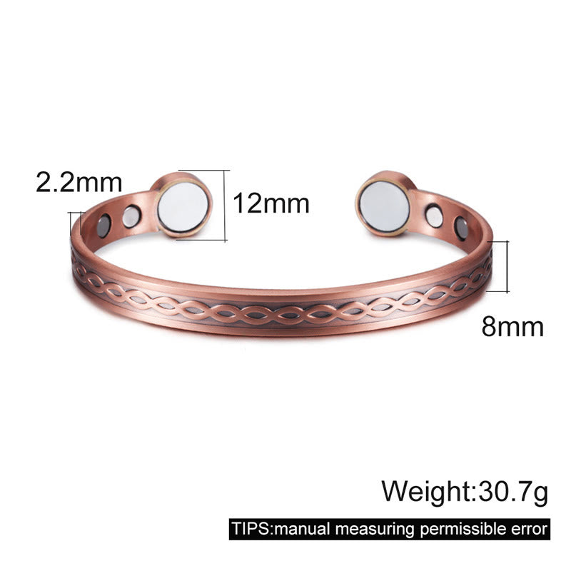Buddha Stones Interwoven Loop Pattern Copper Balance Luck Open Cuff Bracelet Bangle - image 4