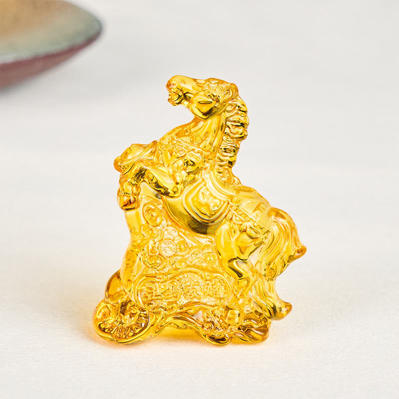 Buddha Stones "Hoping You Success and Good Luck" Year Of The Horse Ingot Get Rich Fast Mini Liuli Crystal Decoration Includes Gift Message Card - image 12