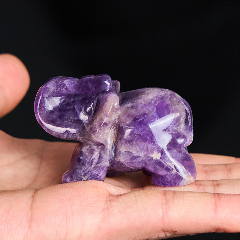 Buddha Stones ''May Blessings Walk With You'' Natural Small Elephant Amazonite Amethyst Jade Black Obsidian Stone Decoration Includes Gift Message Card - image 16