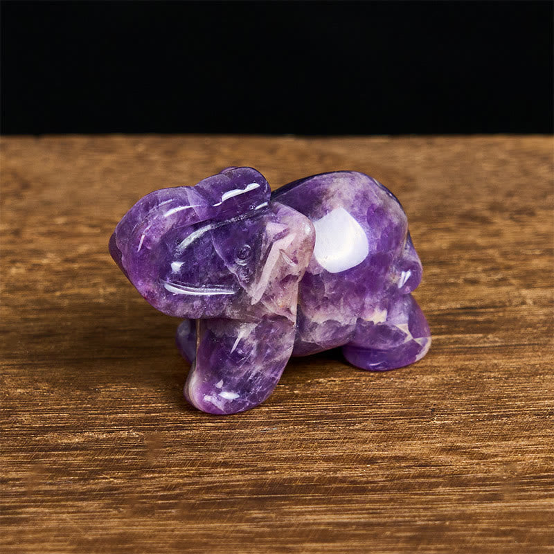 Buddha Stones ''May Blessings Walk With You'' Natural Small Elephant Amazonite Amethyst Jade Black Obsidian Stone Decoration Includes Gift Message Card - image 14