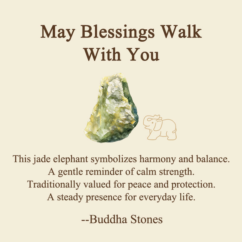 Buddha Stones ''May Blessings Walk With You'' Natural Small Elephant Amazonite Amethyst Jade Black Obsidian Stone Decoration Includes Gift Message Card - image 22