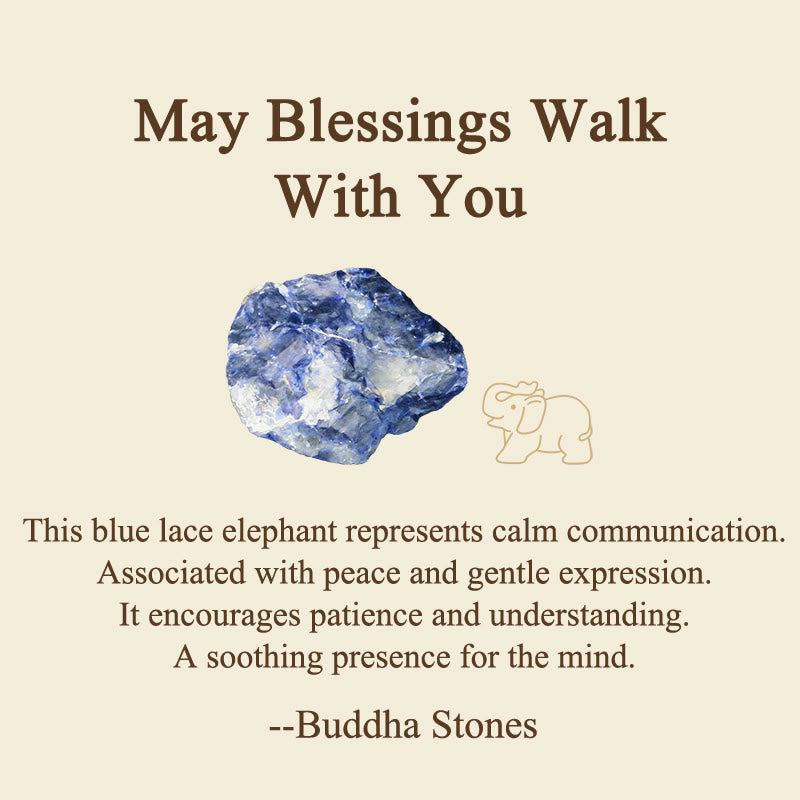 Buddha Stones ''May Blessings Walk With You'' Natural Small Elephant Amazonite Amethyst Jade Black Obsidian Stone Decoration Includes Gift Message Card - image 67