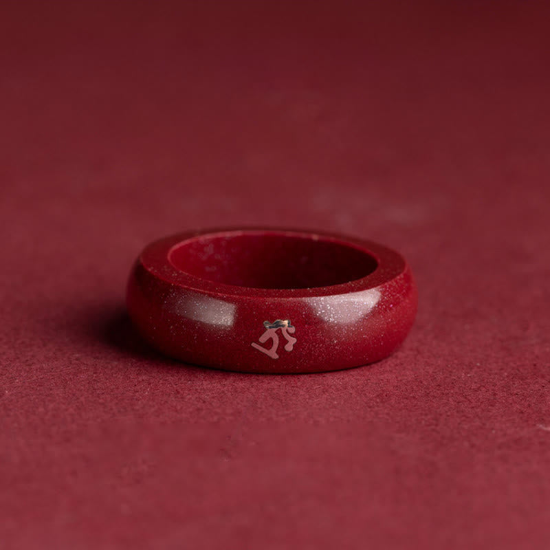 Buddha Stones Chinese Zodiac Year Of The Horse Cinnabar Blessing Ring - image 10