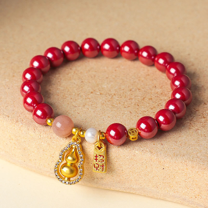Buddha Stones Cinnabar Blessing Attract Fortune Bracelet - Cinnabar Red Bead(Wrist Circumference: 14-15 cm) - image 6