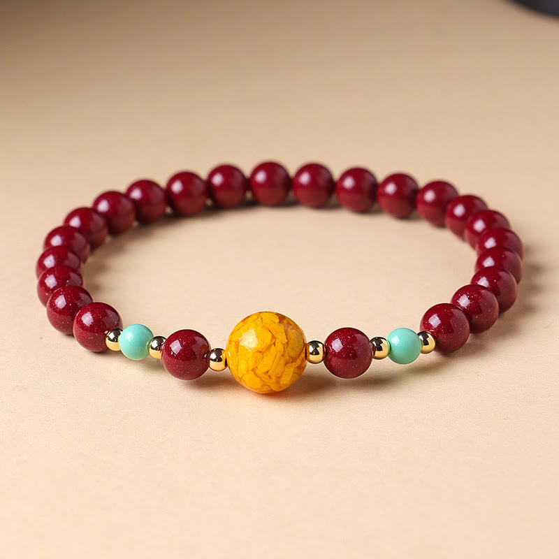 Buddha Stones Cinnabar Keep Away Evil Spirits Bracelet - Cinnabar(Wrist Circumference: 14-15 cm) - image 0