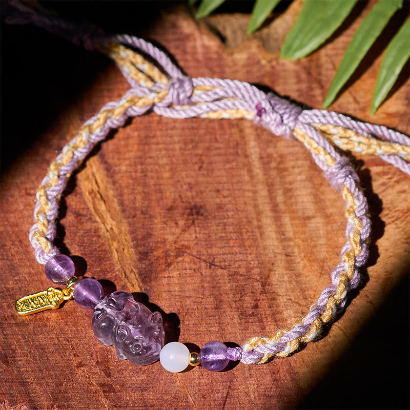 Buddha Stones Amethyst Pixiu Balance Lucky Bracelet - image 4