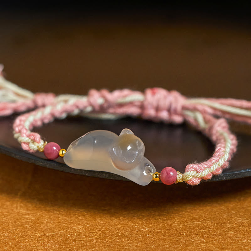 Buddha Stones Chalcedony Cat Positive Harmony Bracelet - image 1
